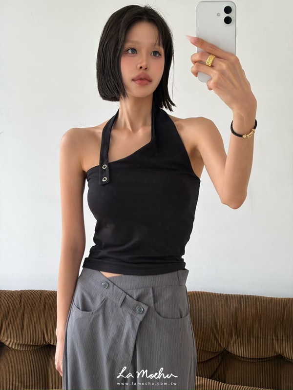 雙扣掛脖美背棉質背心